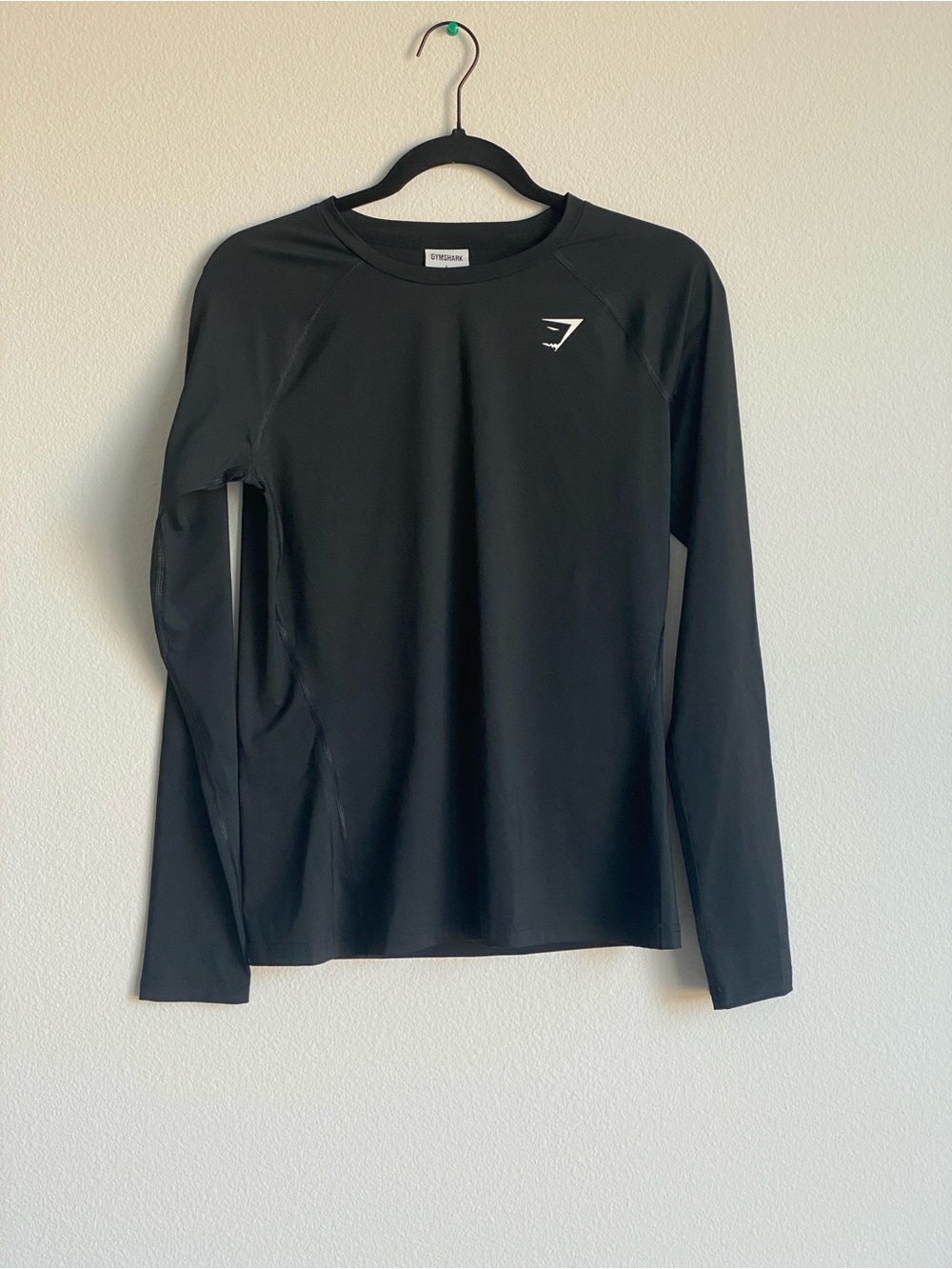 2 Pack Gymshark Black Long Sleeve Athletic Top with White Logo